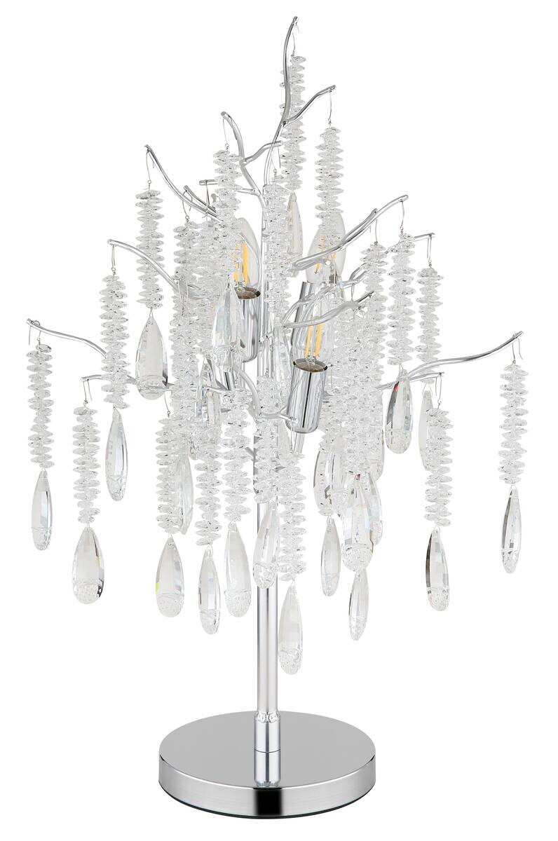 GLOBO Tischleuchte klar silber Glas Metall H/D: ca. 67x41 cm E14 4 Brennstellen