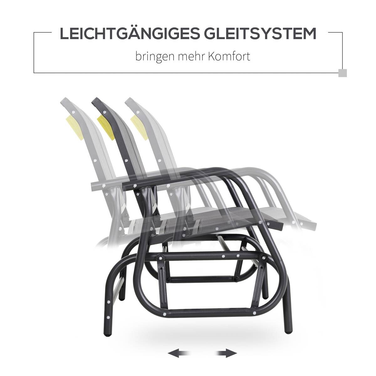 Outsunny Sitzbank grau Metall B/H/L: ca. 70x85x120 cm