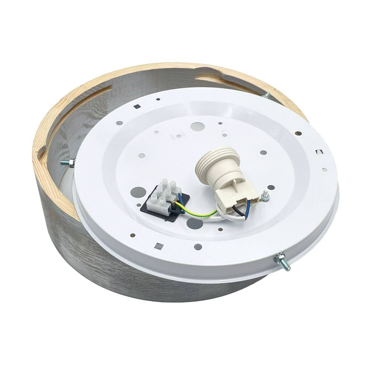 Lamkur Deckenleuchte hellbraun weiß Glas Holz B/H/L: ca. 28,5x12x28,5 cm 1 Brennstellen