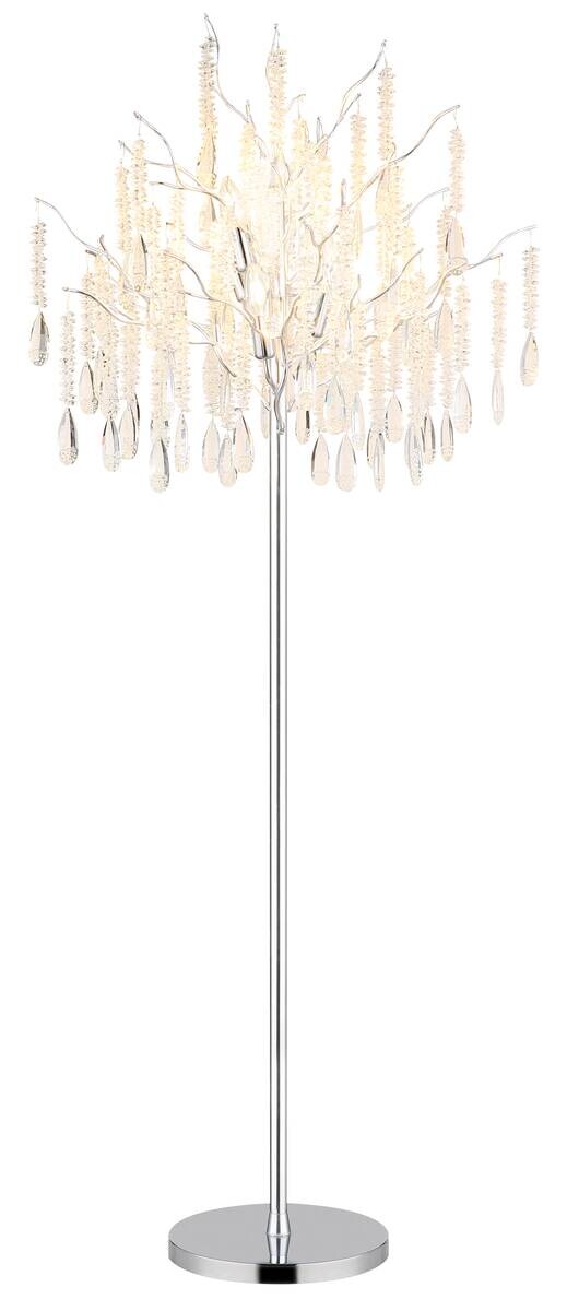 GLOBO Stehlampe klar silber Glas Metall H/D: ca. 165x55 cm E14 5 Brennstellen