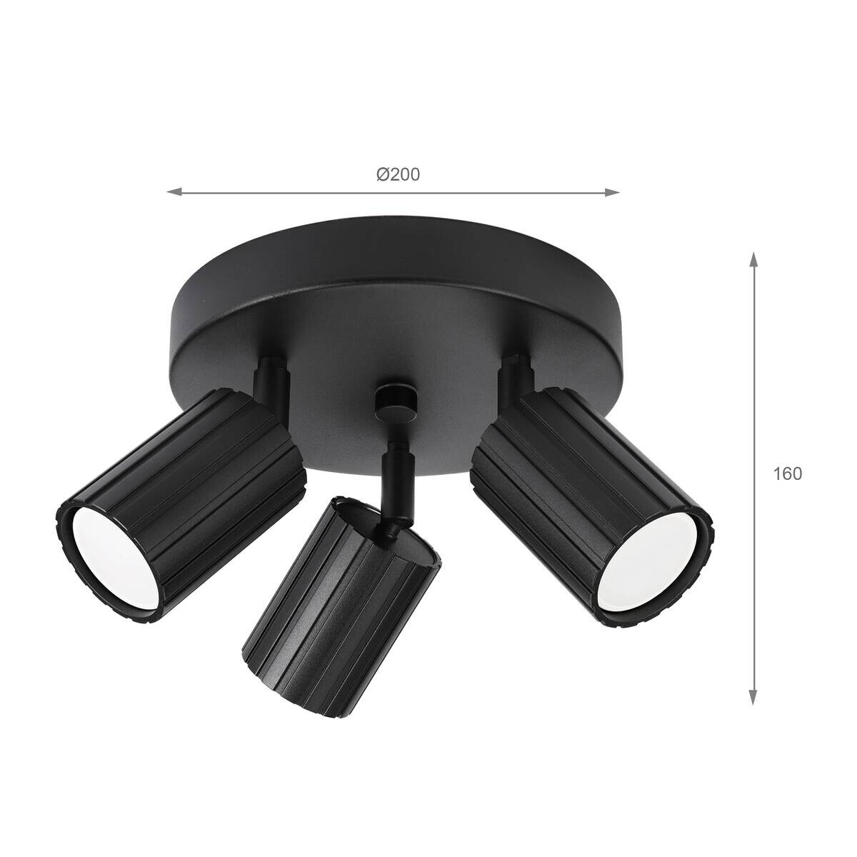 Lamkur Strahler Prisma schwarz Stahl B/H/L: ca. 18x19,5x18 cm 3 Brennstellen