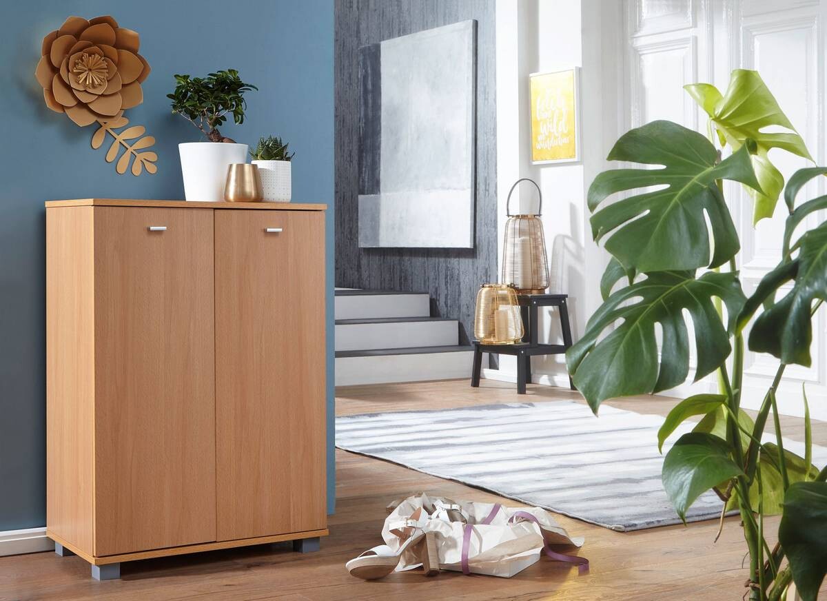 Schuhschrank buche Nachbildung silber B/H/T: ca. 60x90x35 cm
