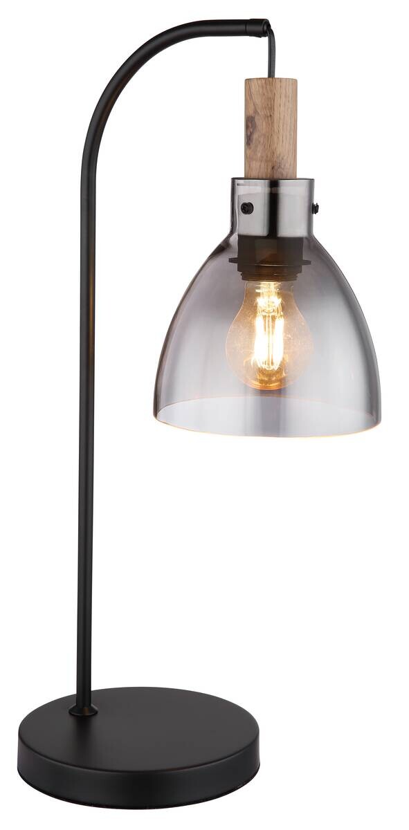 GLOBO Tischleuchte dunkelbraun schwarz Metall MDF B/H/T: ca. 18x55x25 cm E27 1 Brennstellen