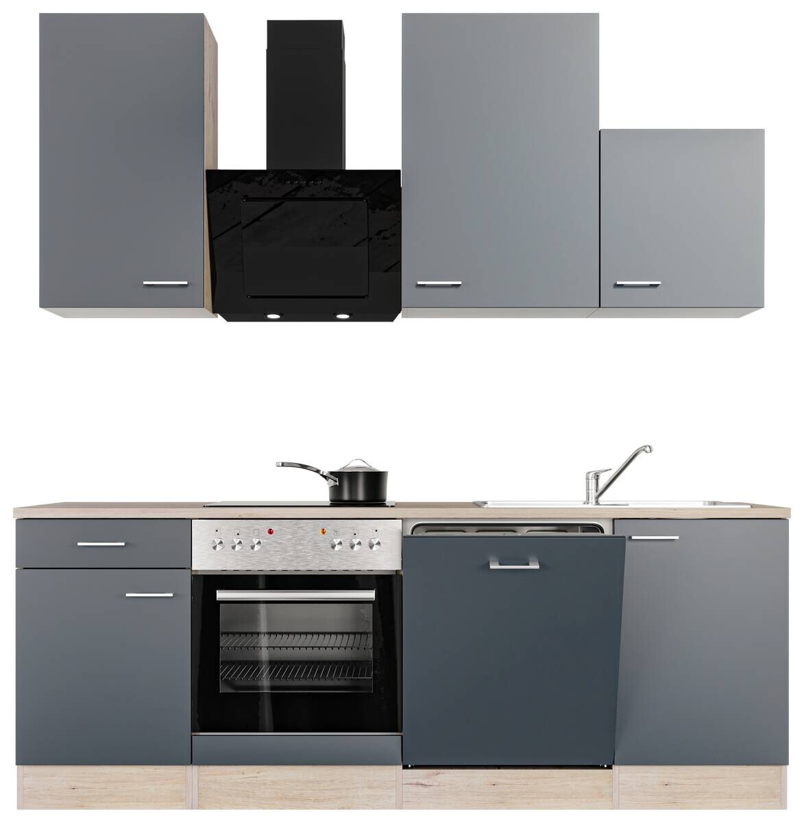 Flex-Well Küchenblock Morena Basalt matt B/H/T: ca. 220x234x60 cm