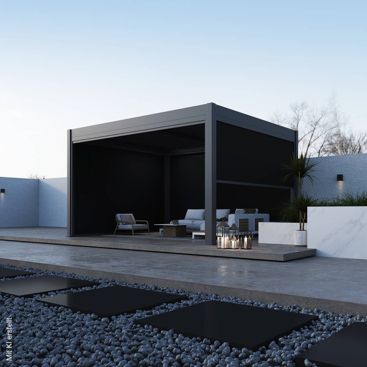 Paragon Outdoor Seitenteil für Pergola Grand Tuscan grau Aluminium B/H: ca. 403x237 cm