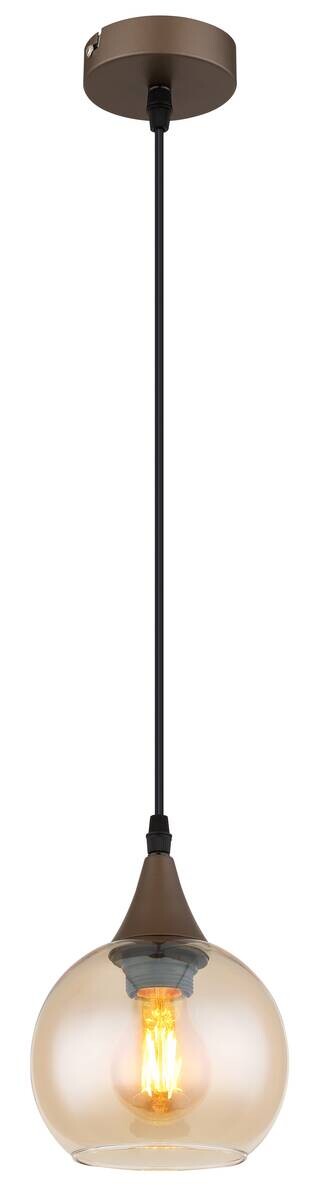 GLOBO Pendelleuchte KELIR Cappuccino Glas Metall H/D: ca. 120x15 cm E27 1 Brennstellen