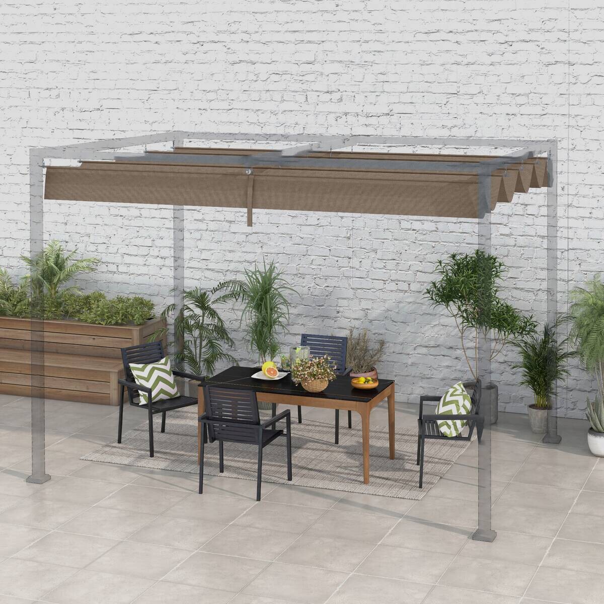 Outsunny Ersatzdach kaffee Polyester B/H/L: ca. 245x23x286 cm