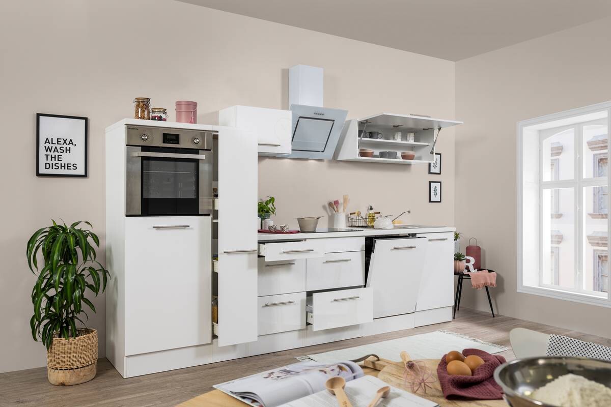 Respekta Küchenblock Amanda weiß Hochglanz B/H/T: ca. 310x200x60 cm