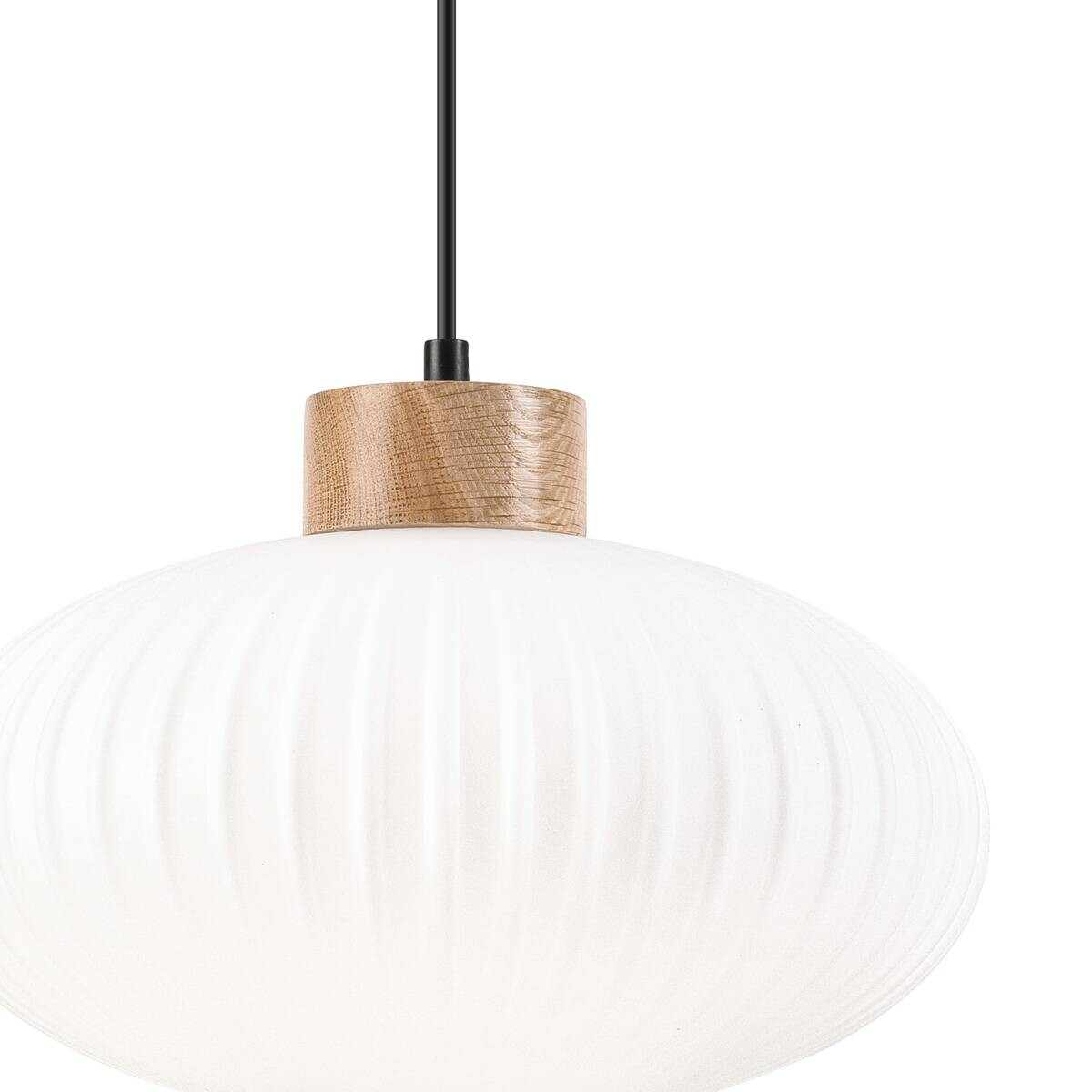 Lamkur Hängeleuchte Harmony Eiche weiß Glas Holz B/H/L: ca. 30x102x30 cm 1 Brennstellen
