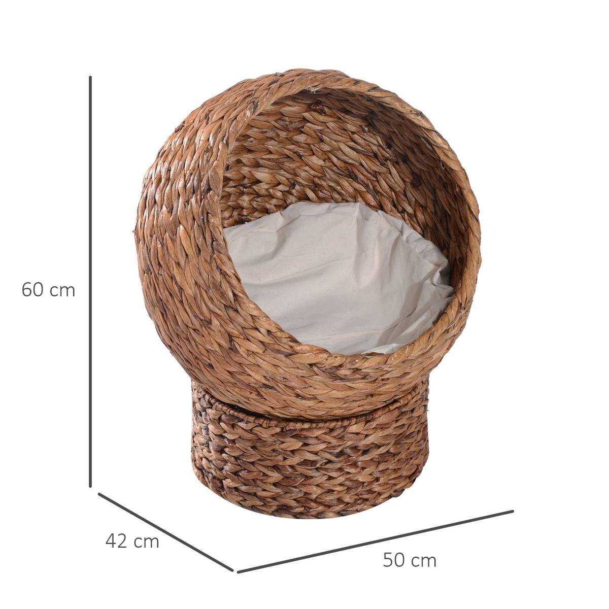 PawHut Katzenhaus natur Wasserhyazinthe H/L: ca. 60x42 cm