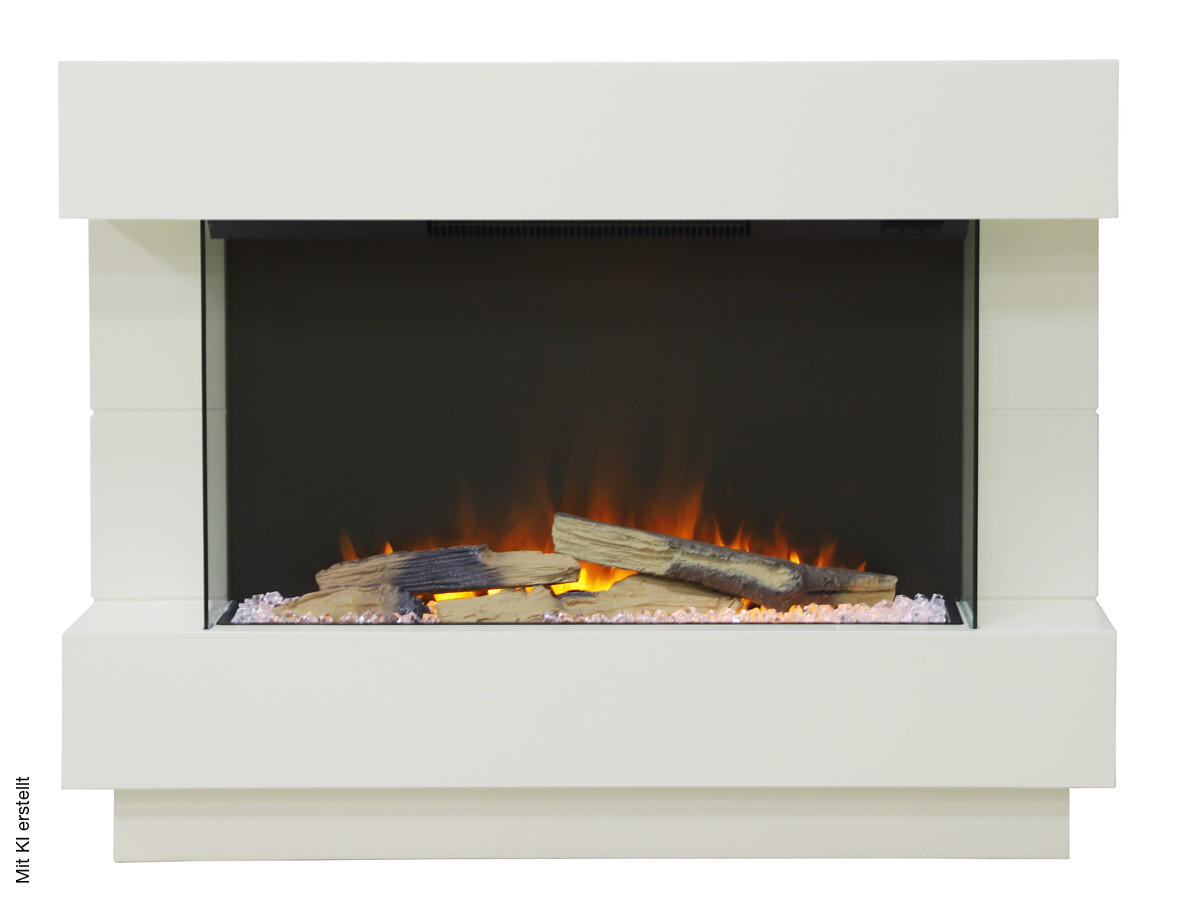 BHP Elektrischer-Kamin B992220 weiß Kunststoff Metall Glas B/H/T: ca. 100x78x27 cm