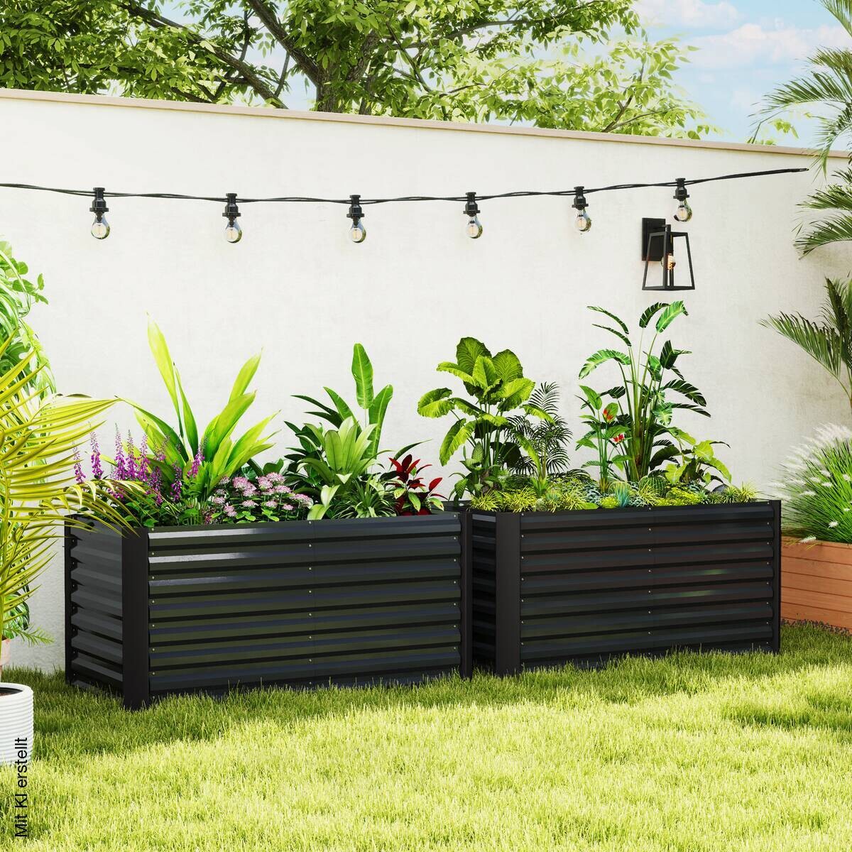 Outsunny Hochbeet 2er Set dunkelgrau Stahl B/H/L: ca. 60x60x120 cm