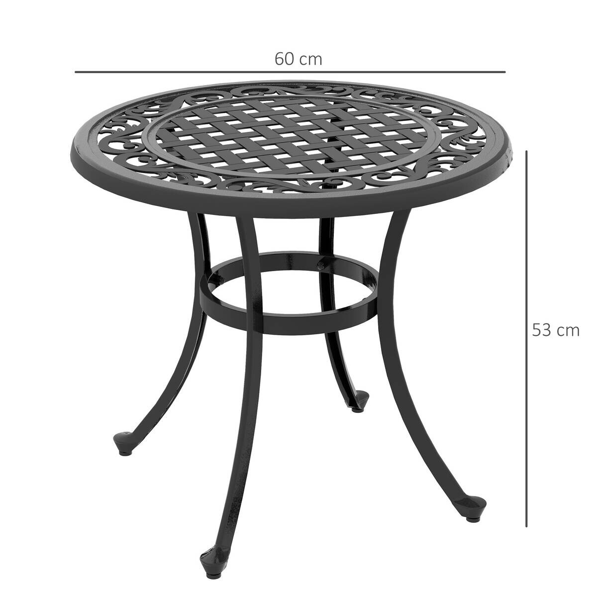 Outsunny Gartentisch schwarz Aluminium B/H/L: ca. 60x60x53 cm