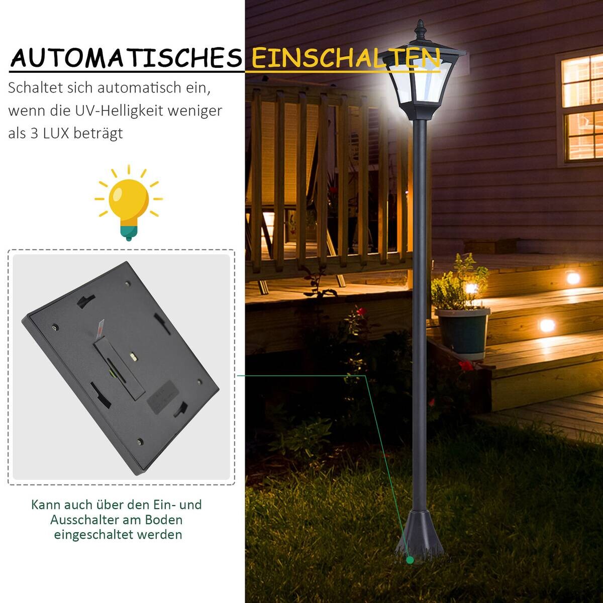 Solar Laterne 842-107 schwarz Kunststoff B/H/L: ca. 15x120x15 cm