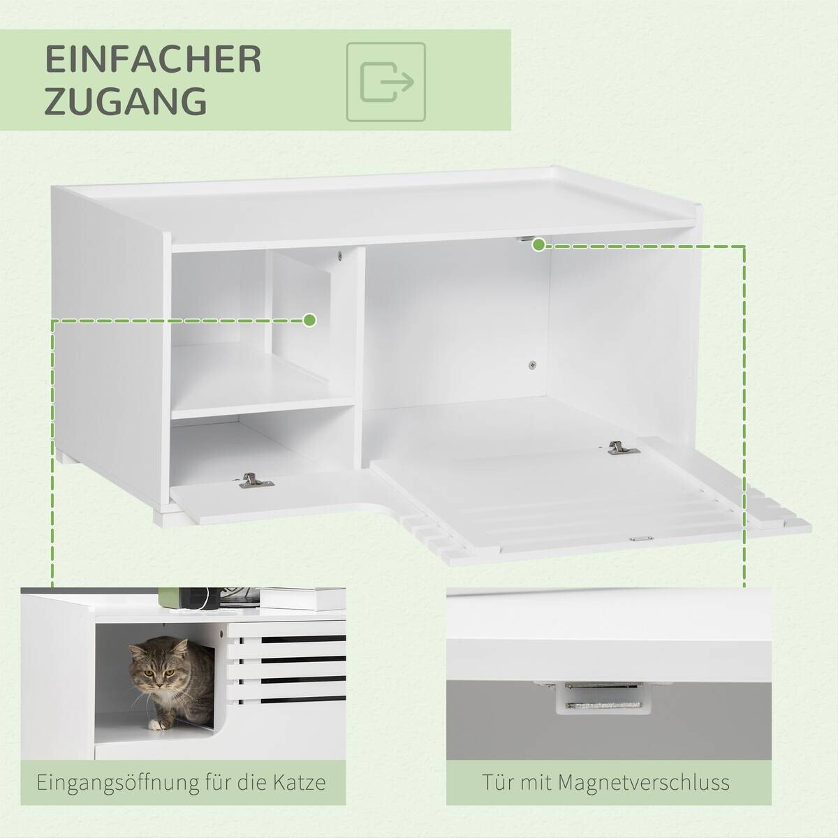 PawHut Katzen-Zubehör weiß Edelstahl B/H/L: ca. 48x90x43,5 cm