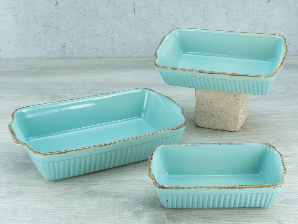 CreaTable Auflaufform Classic VINTAGE mint Steinzeug B/H/L: ca. 20x7,5x34 cm
