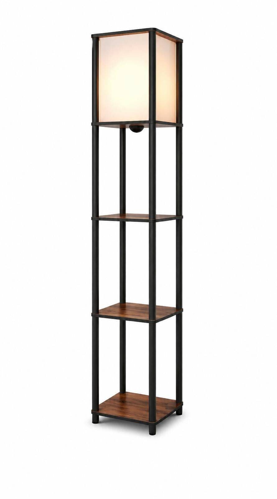 Stehleuchte nussbaum MDF PVC B/H/L/D: ca. 17x150x17x17 cm E27 1 Brennstellen