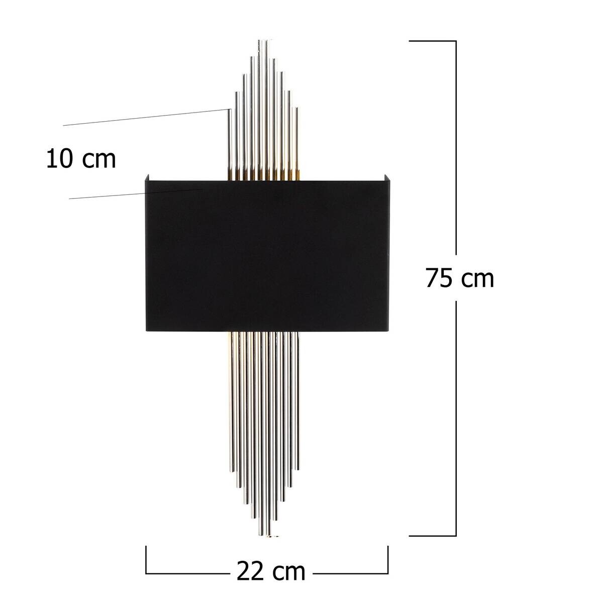 Opviq Wandleuchte silber schwarz Metall B/H/L: ca. 10x22x75 cm E27 1 Brennstellen