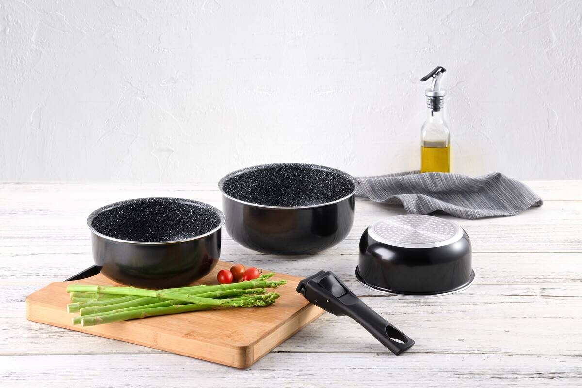 BERGNER Topfset Click & cook black schwarz Aluminium 4 tlg.