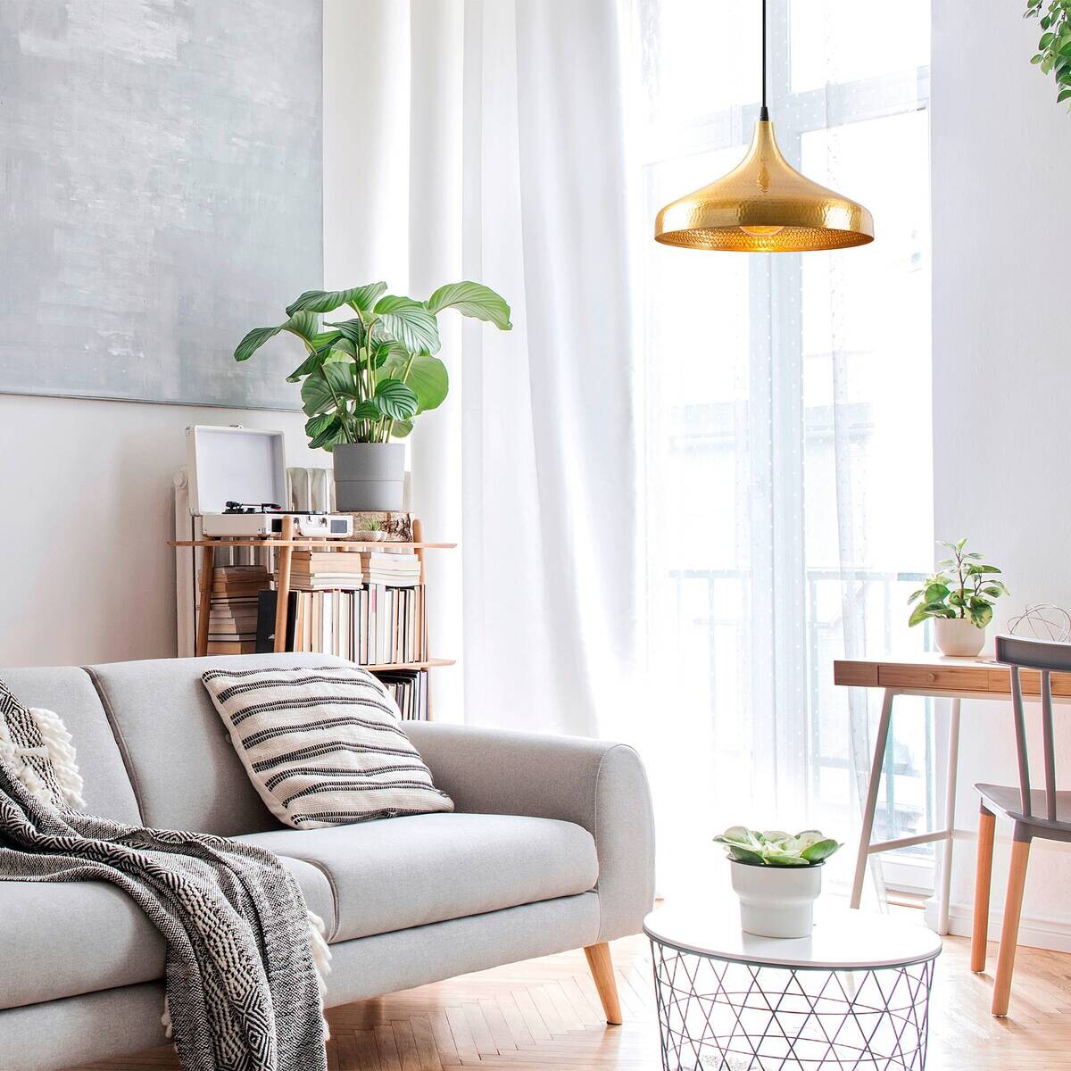 Opviq Pendelleuchte Tattoo-2645 schwarz gold B/H/T/L/D: ca. 36x118x36x36x36 cm E27 1 Brennstellen