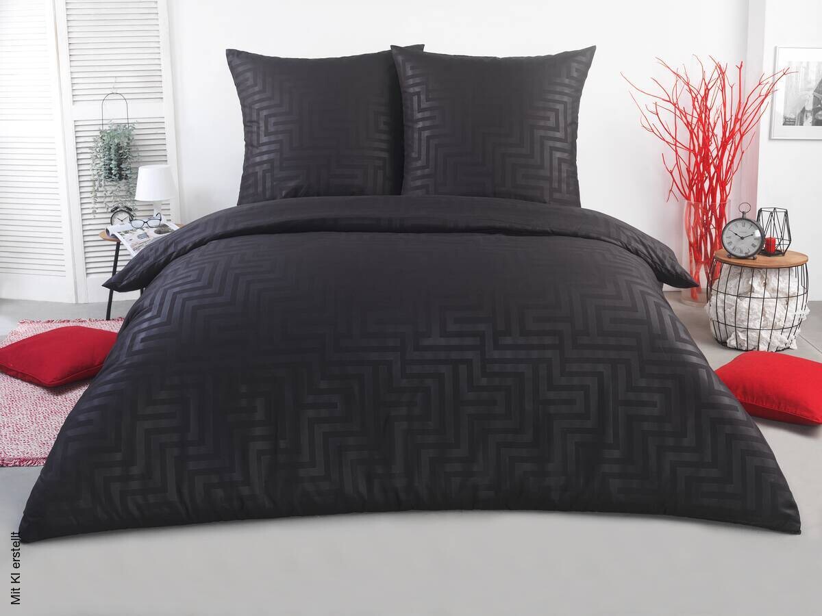 Microfaser Bettwäsche schwarz 100% Polyester B/L: ca. 200x200 cm