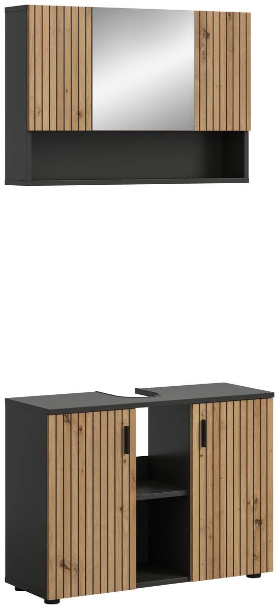 Badezimmer-Set Mone Basalt Nachbildung Artisan Oak Nachbildung B/H/T: ca. 80x180x30 cm