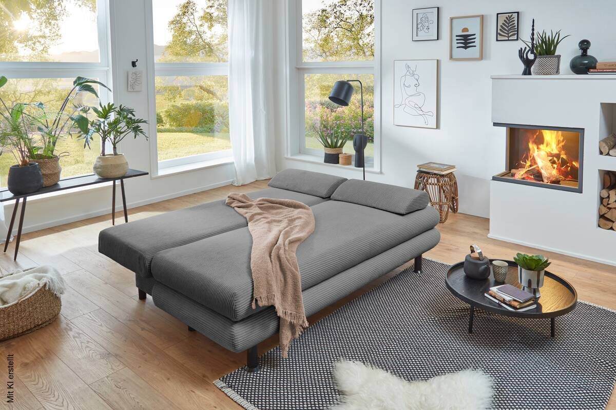 Schlafsofa Bern grau Microfaser B/H/T: ca. 190x93x92 cm