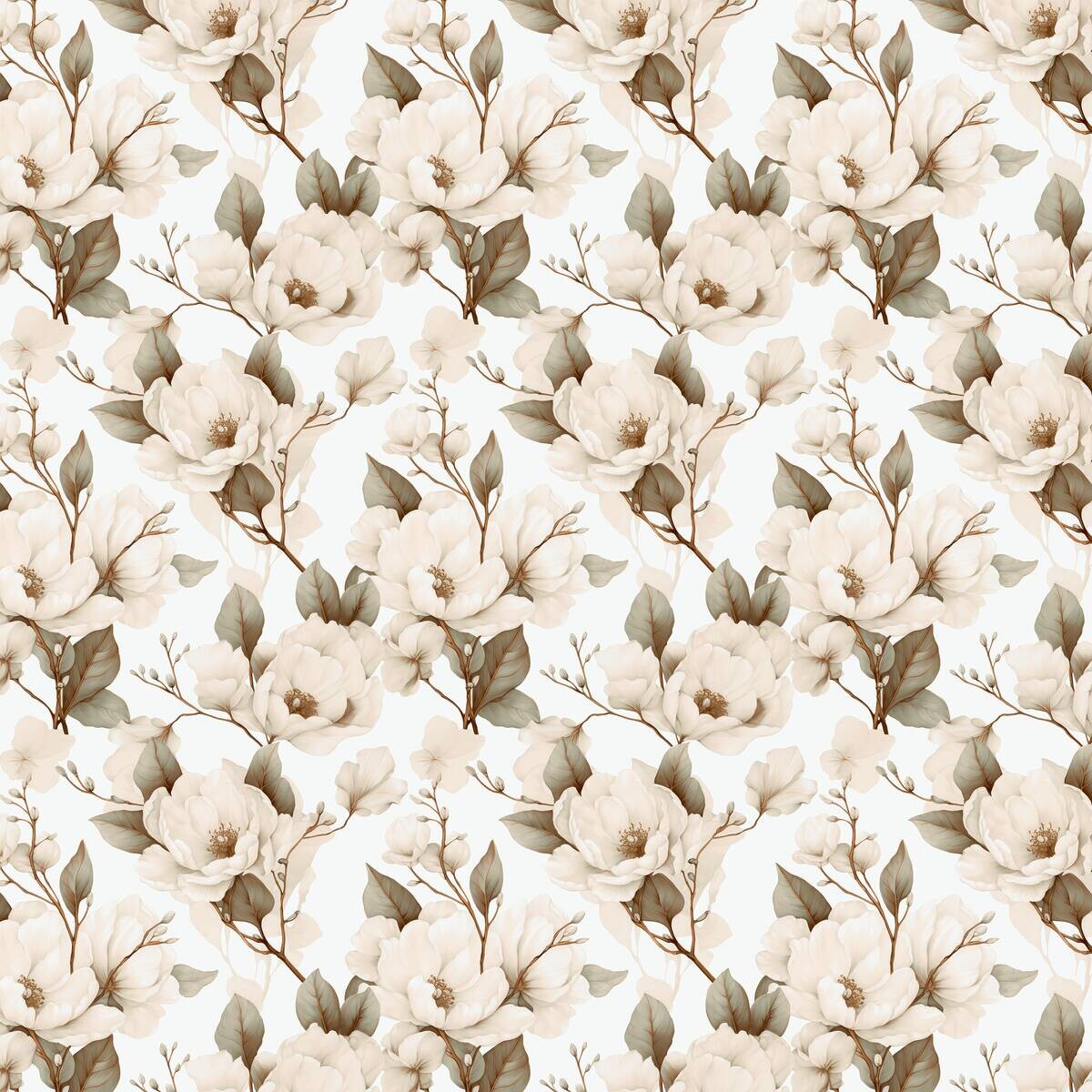 Vliestapete Blumen grau beige B/L: ca. 53x1005 cm