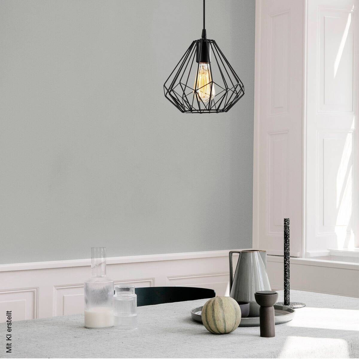 Opviq Pendelleuchte Diamond schwarz Metall B/H/T/L/D: ca. 23x117x23x23x23 cm E27 1 Brennstellen