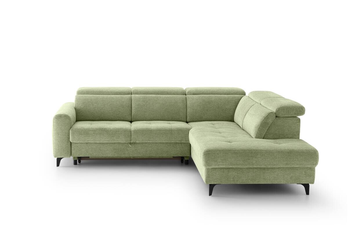 Ecksofa mit Bettfunktion hellgrün Flachgewebe B/H/T: ca. 258x96x221 cm