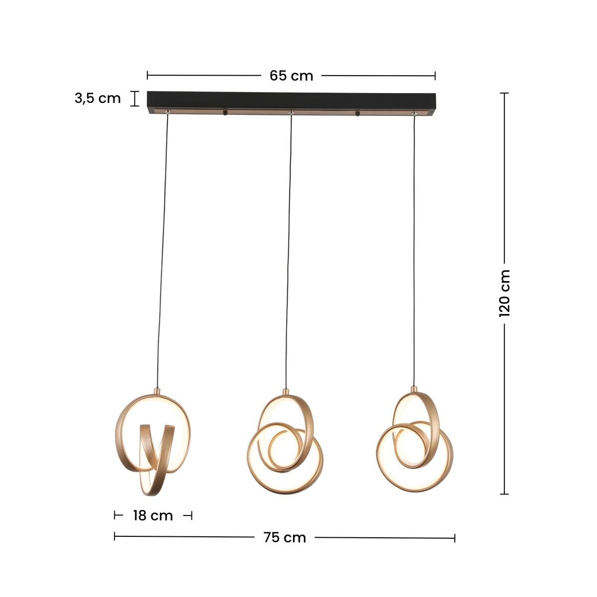 Nolo LED-Pendelleuchte Tamara Cappuccino B/H/L: ca. 75x18x120 cm