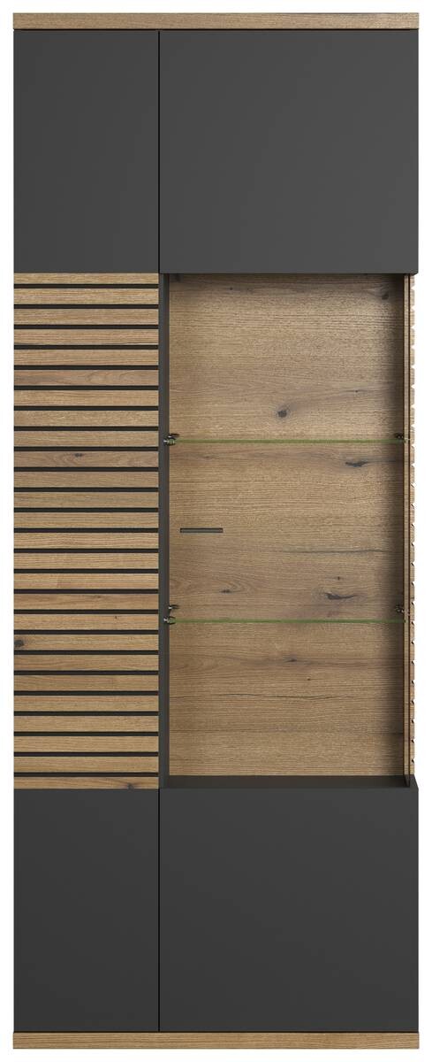 Vitrine Norris anthrazit Eiche Evoke Coast Nachbildung B/H/T: ca. 80x204x37 cm