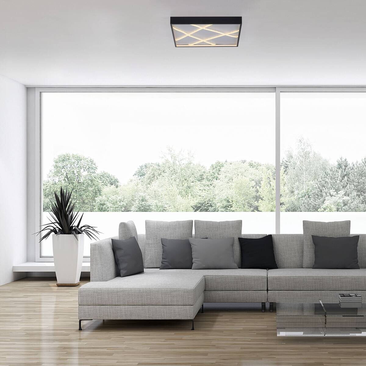 Just Light LED-Deckenleuchte Mikado schwarz B/H/L: ca. 50x5,3x50 cm