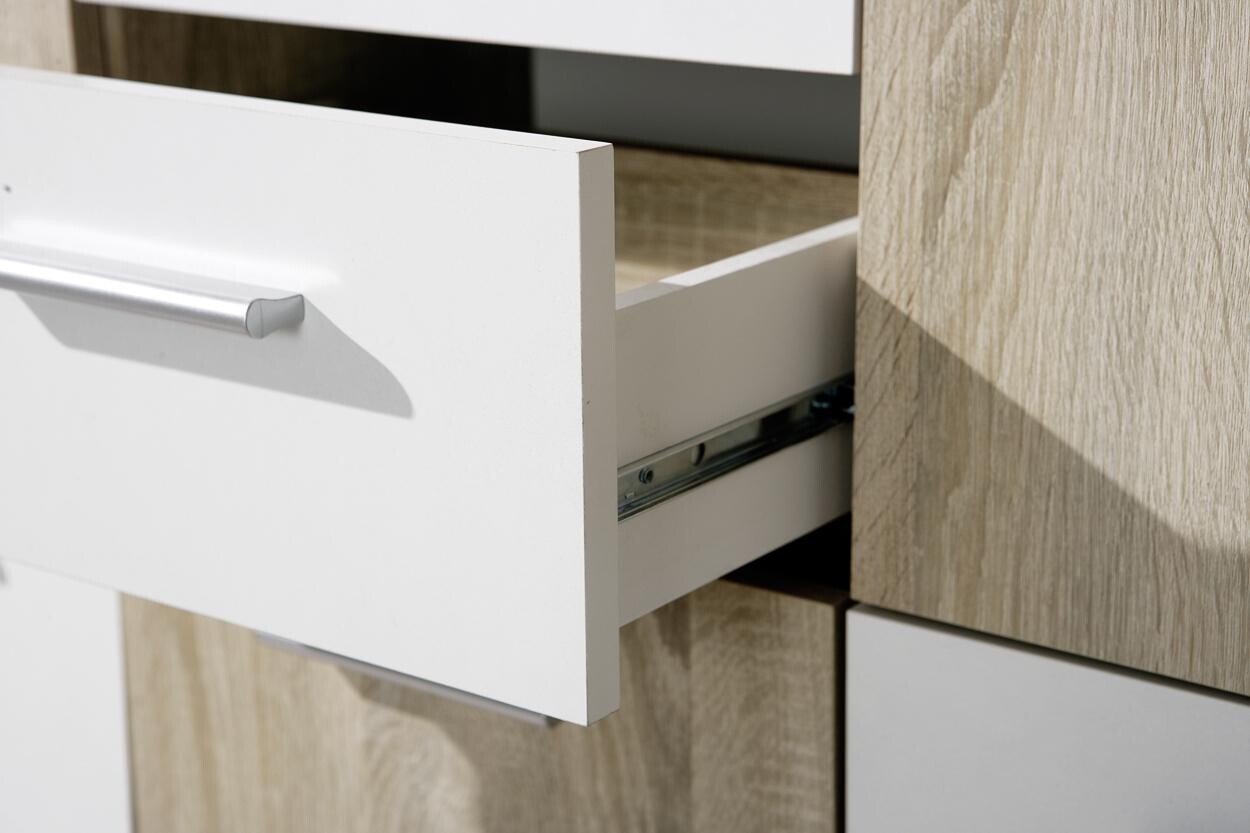 Kommode Elvezia Eiche Sonoma Nachbildung weiß B/H/T: ca. 115x77x30 cm