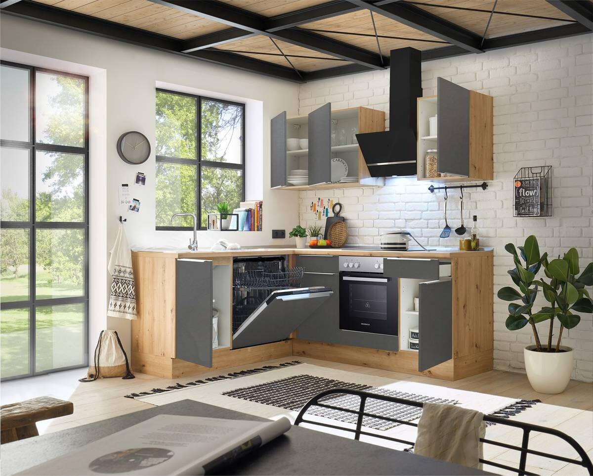 Respekta Winkelküche Marleen grau matt B/H/T: ca. 220x211x170 cm