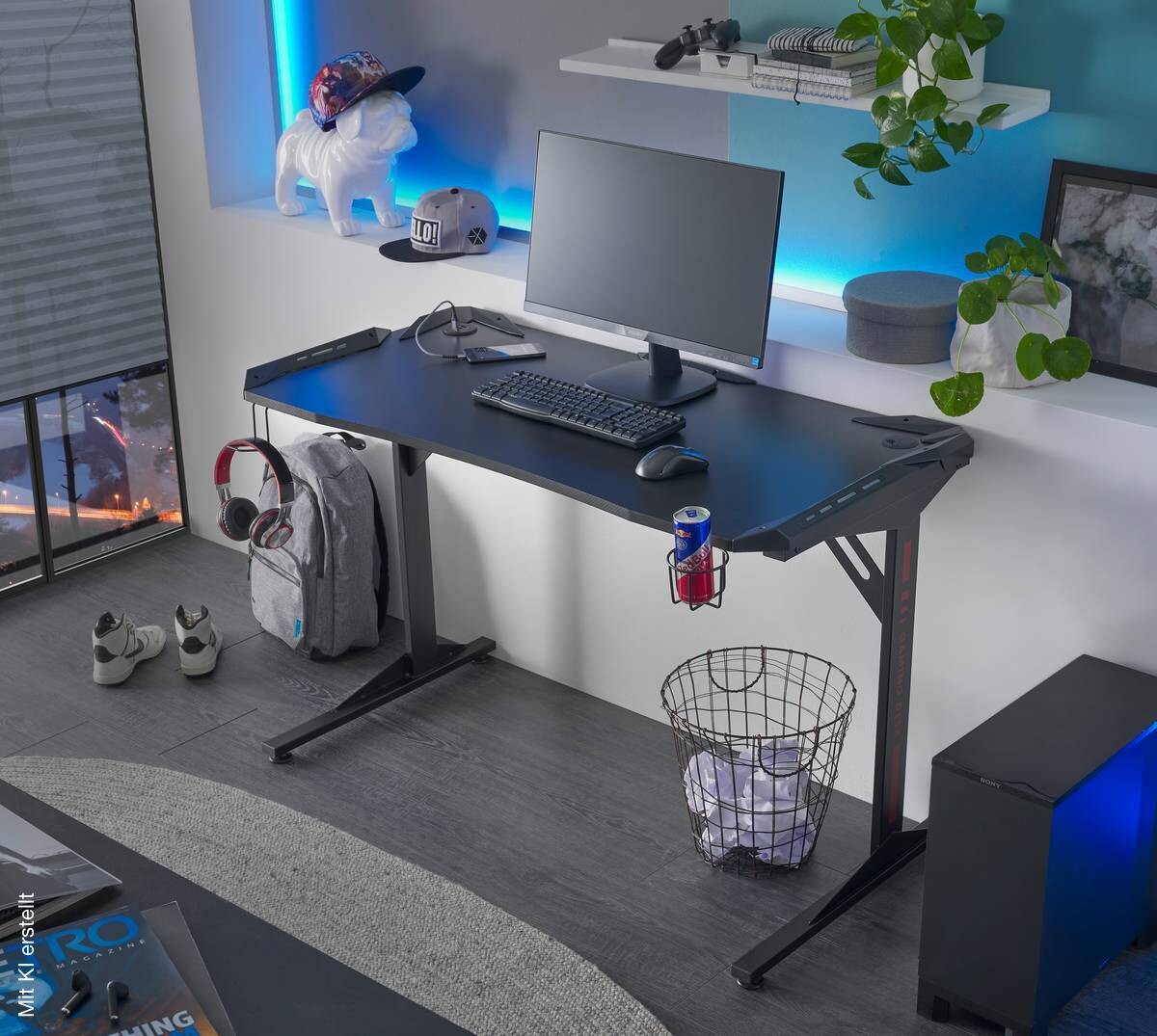 Gaming-Schreibtisch BC 3110 schwarz Carbon Optik B/H/T: ca. 119x78x60 cm