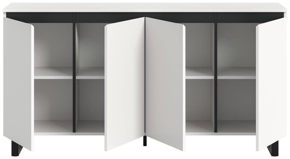 Sideboard Tomasa weiß schwarz B/H/T: ca. 160x84x36 cm