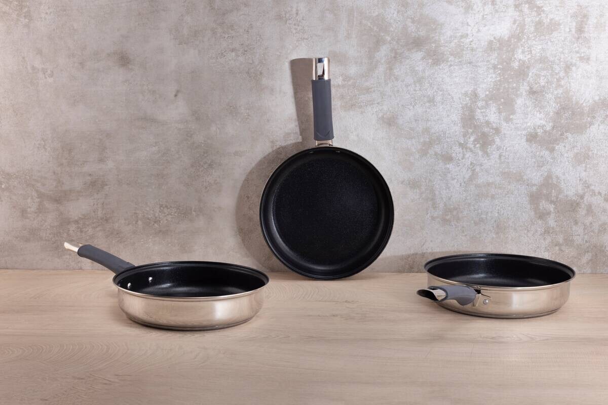 RENBERG Pfannenset VIRTON schwarz Edelstahl 3 tlg.