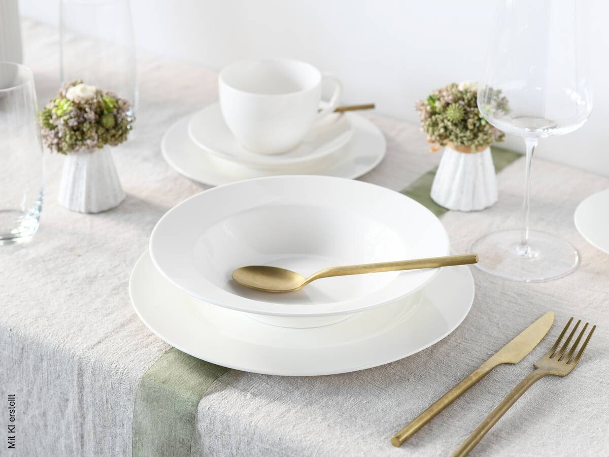 CreaTable Kombiservice Fleur Royal cremeweiß Porzellan 30 tlg.
