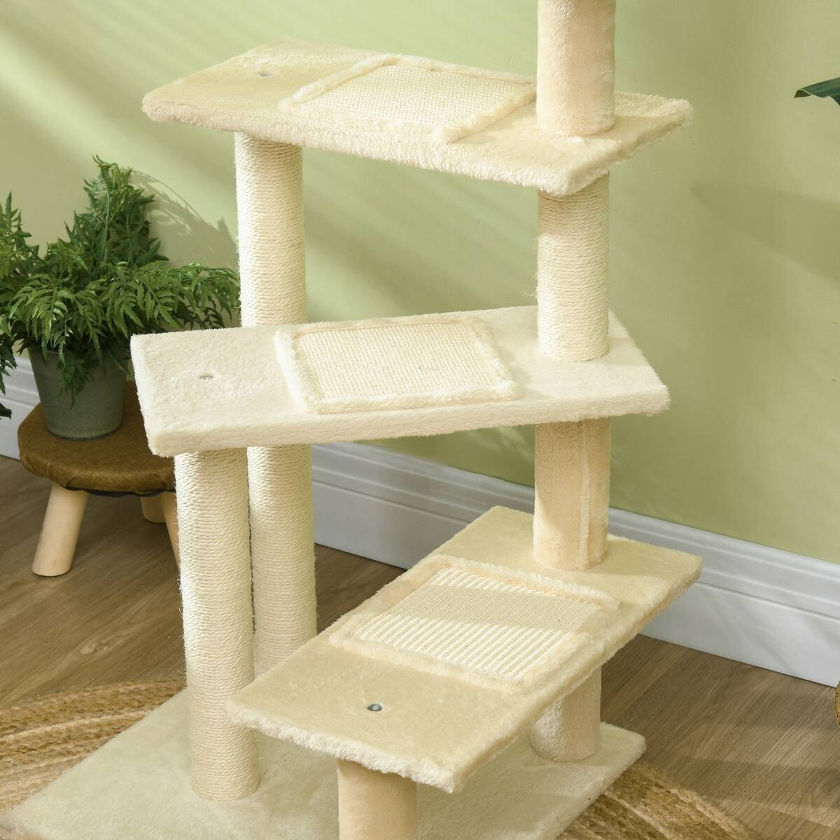 PawHut Katzenkratzbaum beige Spanplatte B/H/L: ca. 50x100x50 cm