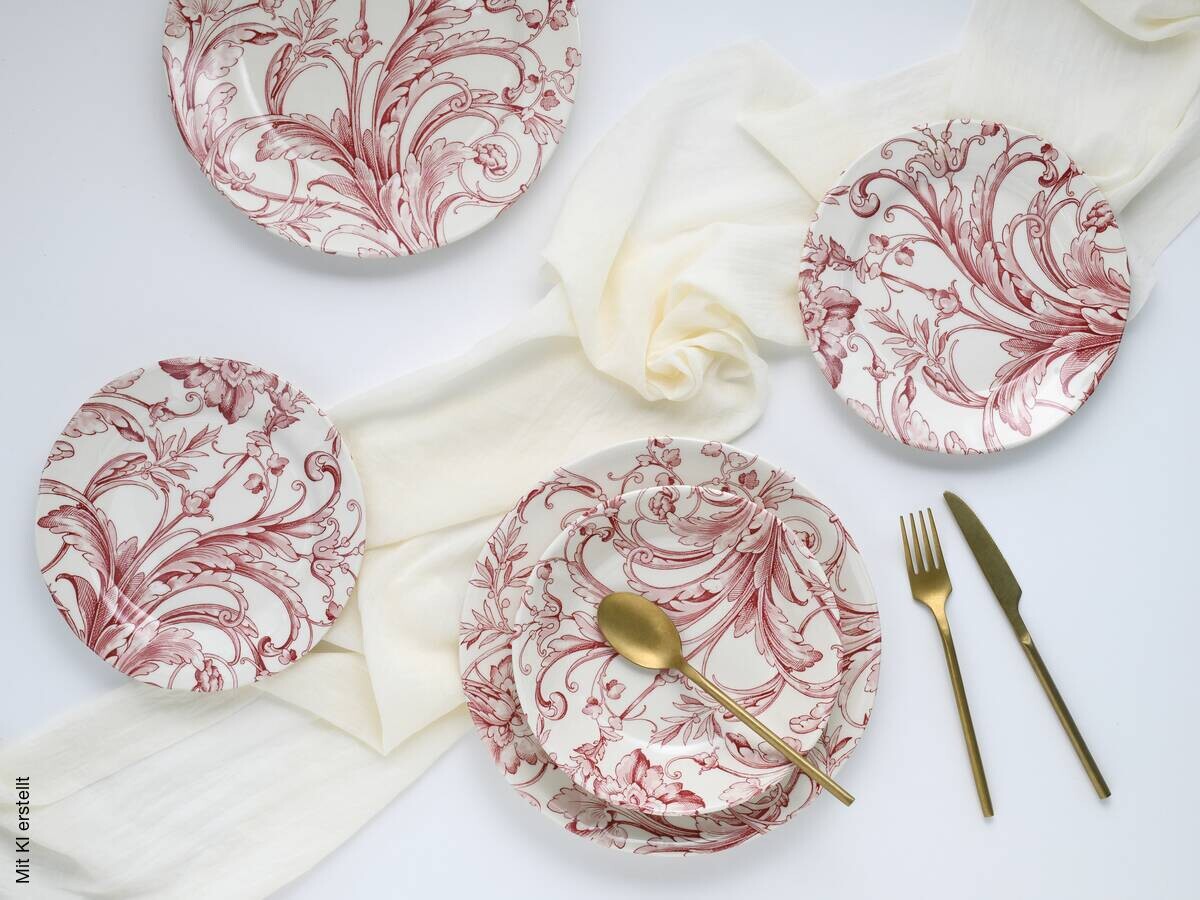 CreaTable Tafelservice Venecia rot Steingut 18 tlg.