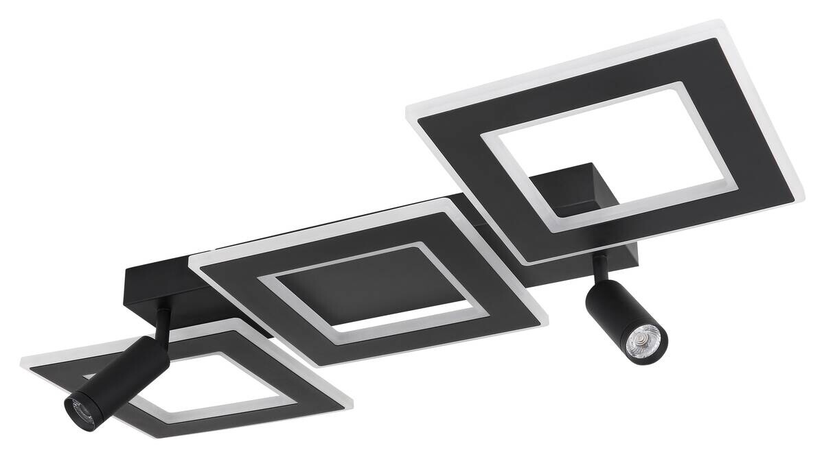 GLOBO Deckenleuchte schwarz Opal Metall Acryl B/H/L: ca. 56x11,5x82 cm 2 Brennstellen