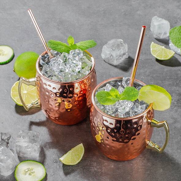 HI Kupferbecher 2er-Set Moscow Mule Kupfer Edelstahl