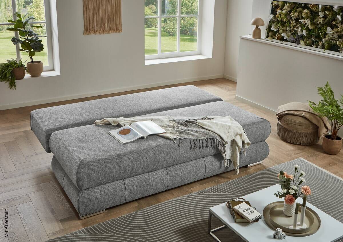 Schlafsofa Biel silber Microfaser B/H/T: ca. 199x97x95 cm