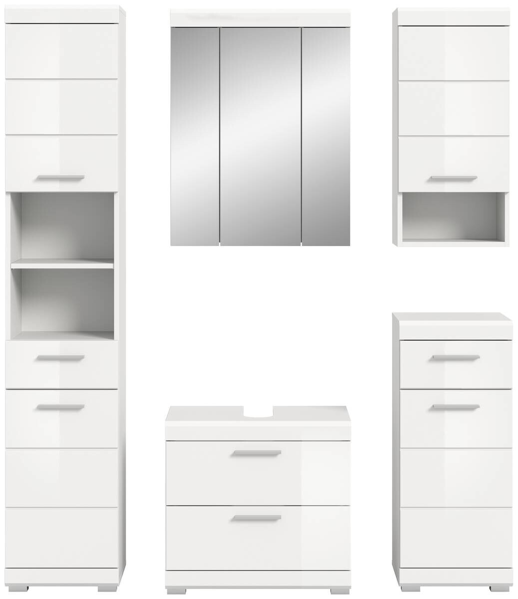 Badezimmer-Set Scout weiß weiß Hochglanz B/H/T: ca. 164x191x37 cm