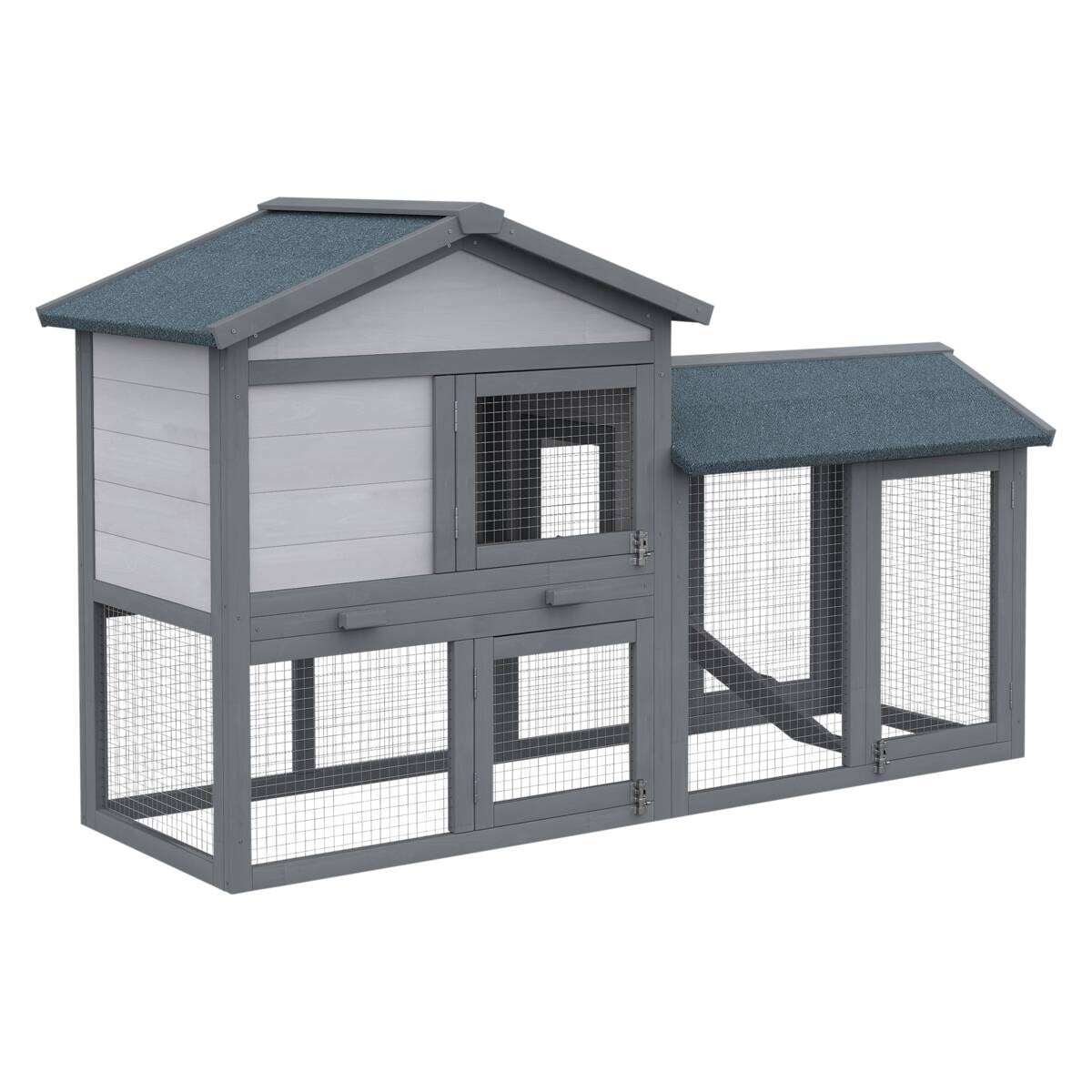 PawHut Kleintierstall grau Holz B/H/L: ca. 54x84x147 cm