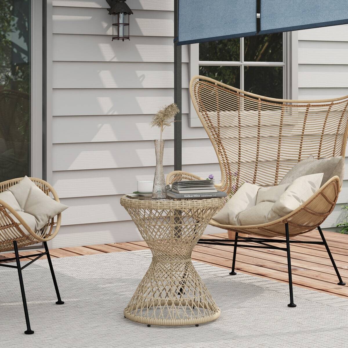 Outsunny Gartentisch braun Polypropylen B/H/L: ca. 45x45x52 cm