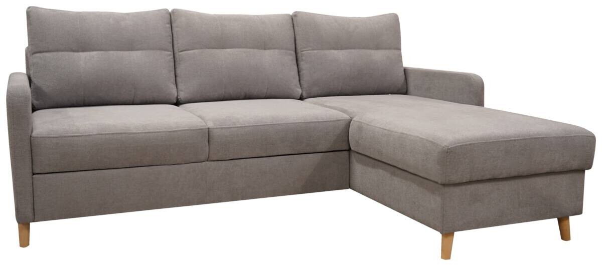 Ecksofa mit Bettfunktion und Bettkasten grau Webstoff B/H/T: ca. 217x93x159 cm