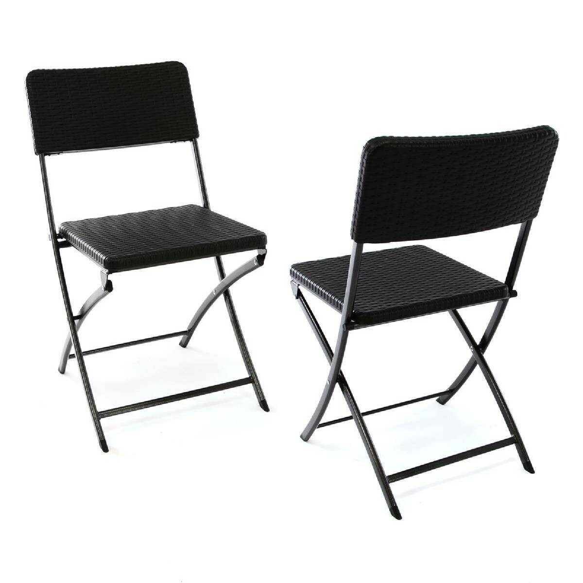 VCM Klappstuhl-Set schwarz Polyrattan B/H/T: ca. 40x80x38 cm