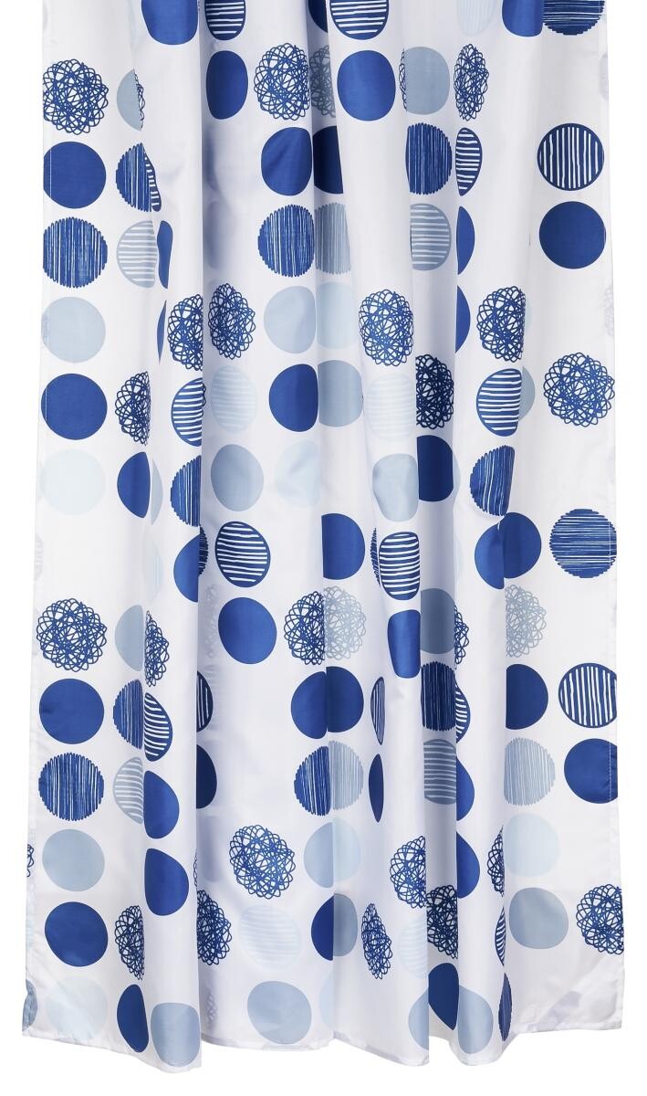 Acus Duschvorhang weiß blau Polyester-Mischgewebe B/L: ca. 180x200 cm